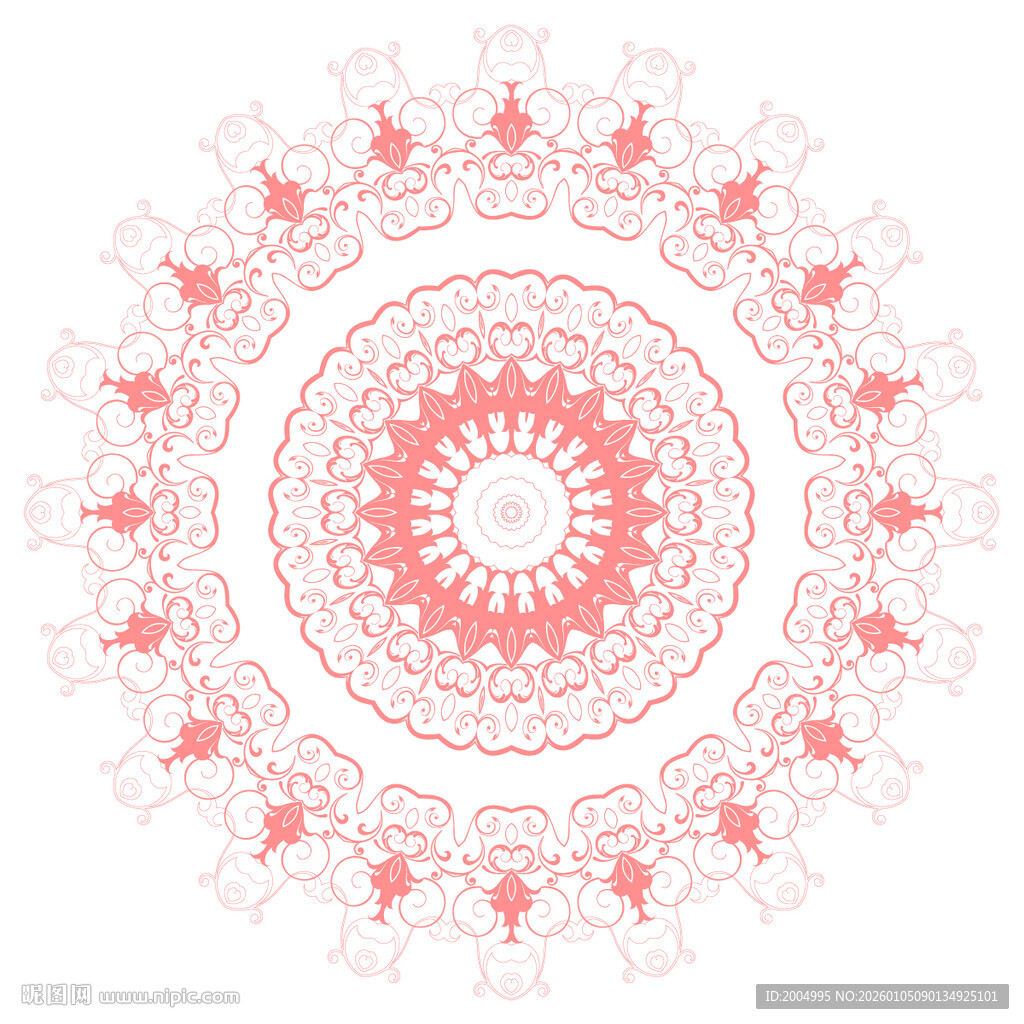 圆形粉色古典花纹