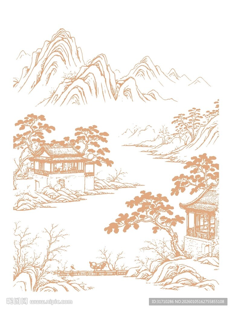山水线稿