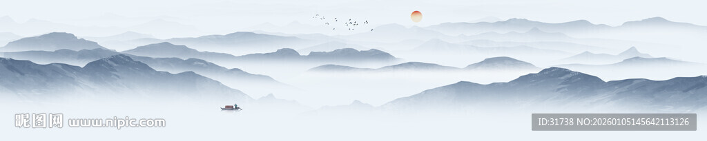 巨幅意境水墨山水画挂画