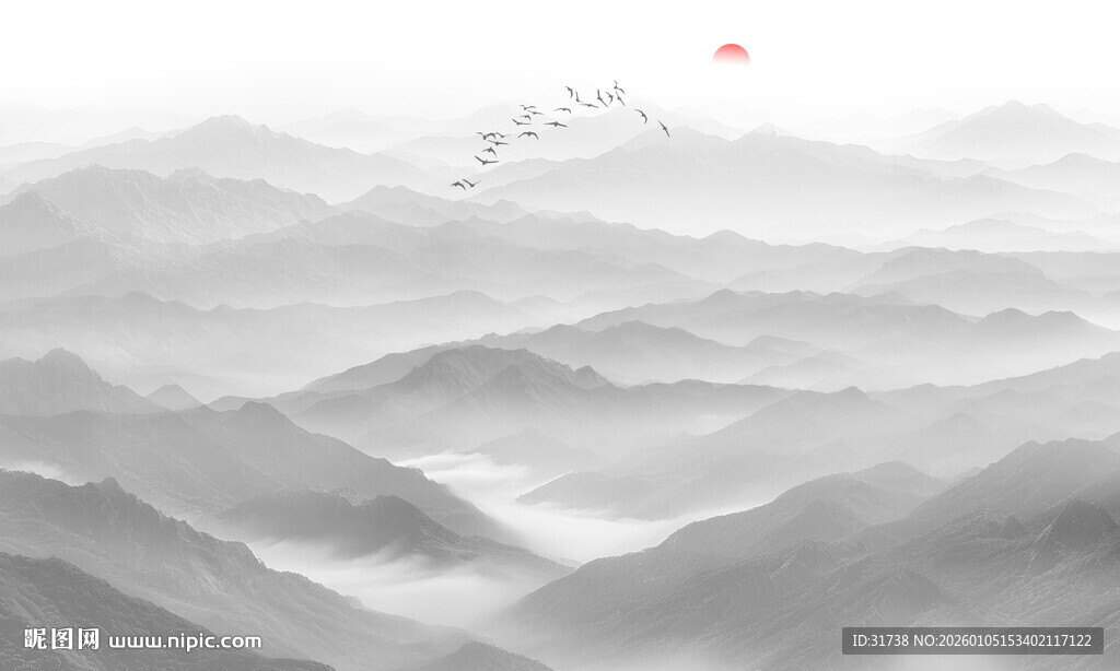 水墨山水群山背景图