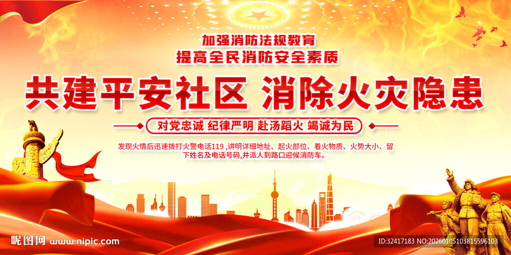 共建平安社区消除火灾隐患标语展