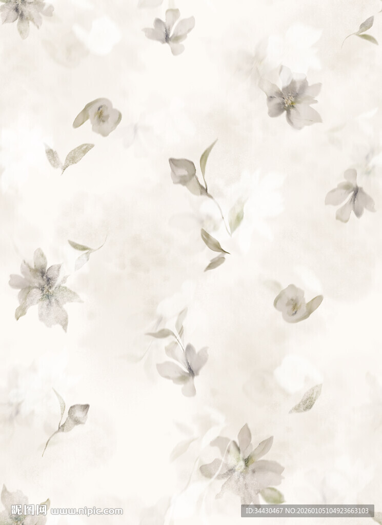 淡雅花卉图案墙纸