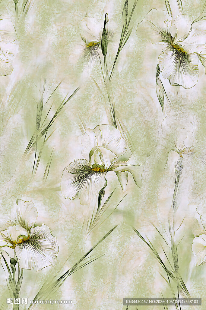 淡雅白色花卉图案背景