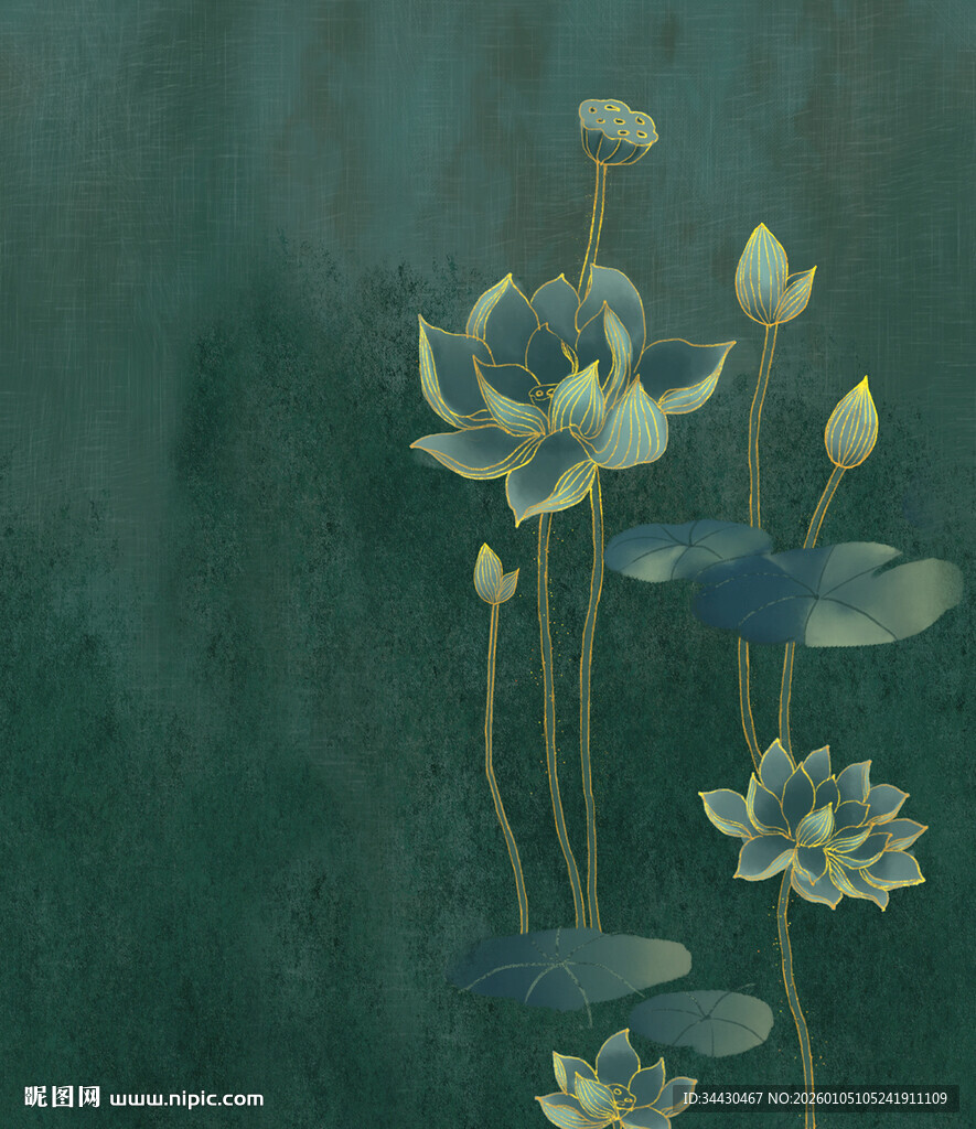 水墨风清新荷花插画