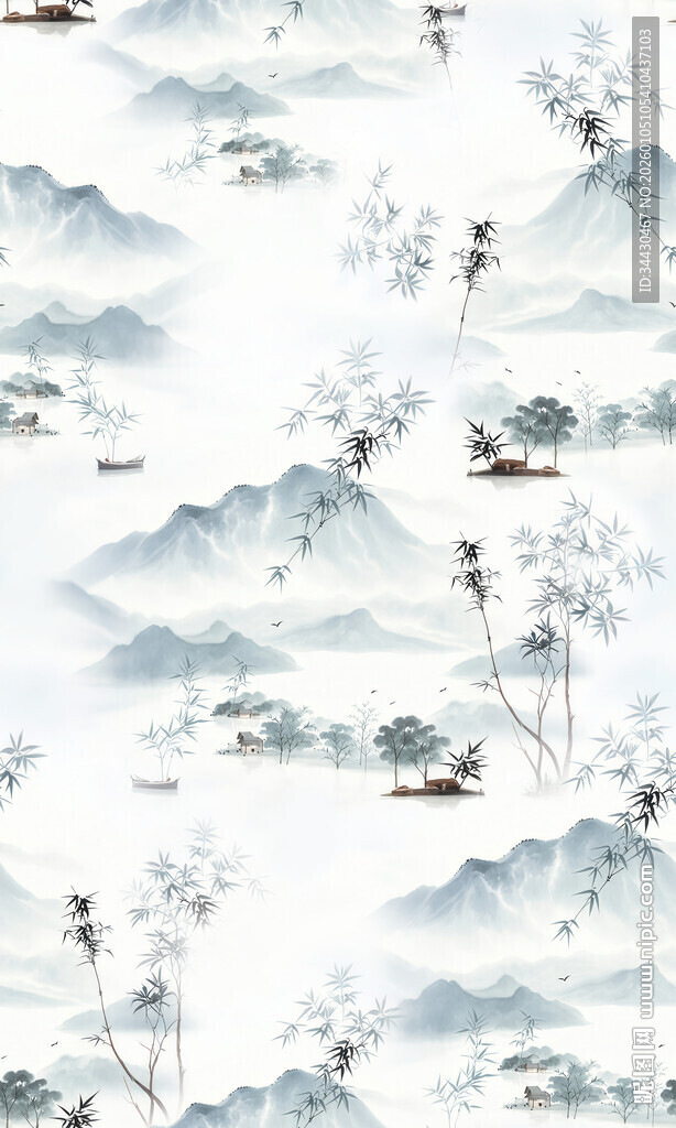 水墨山水云雾风景图