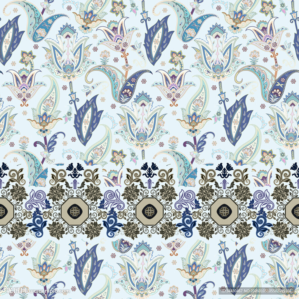 复古花卉几何图案纹样