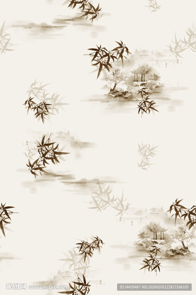 中式水墨山水图案纹理