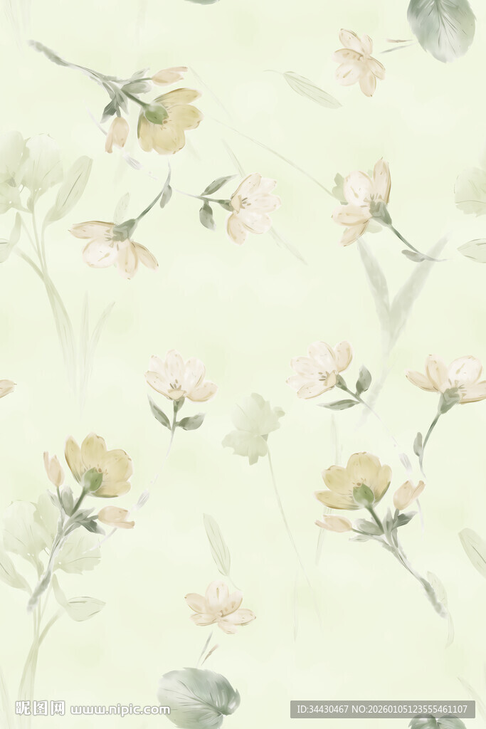 淡雅花卉水墨风背景图