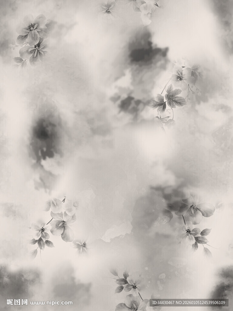 水墨风格抽象云雾图案