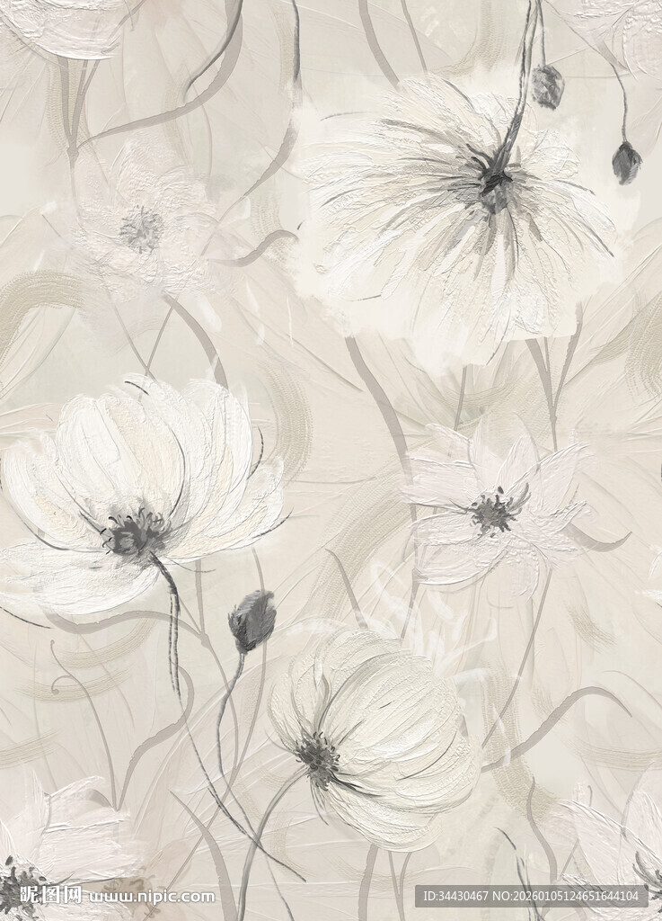 素雅花卉图案墙纸