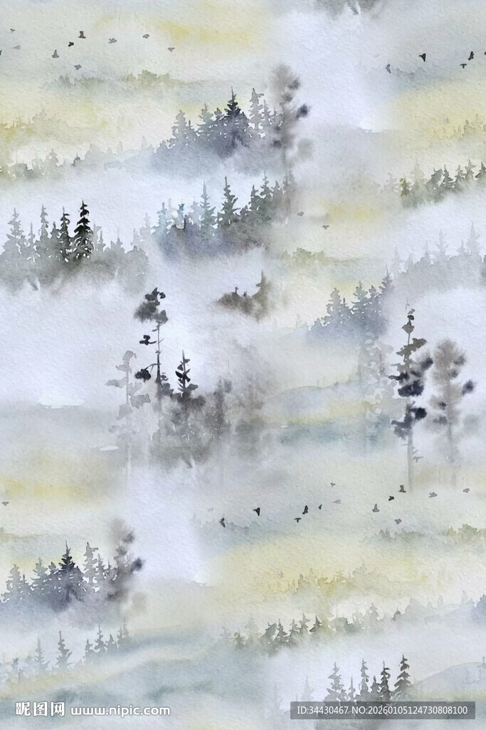 水墨山林风景图