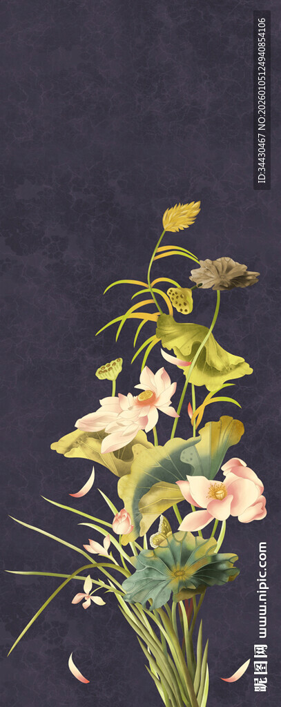 清新黄白花卉插花图