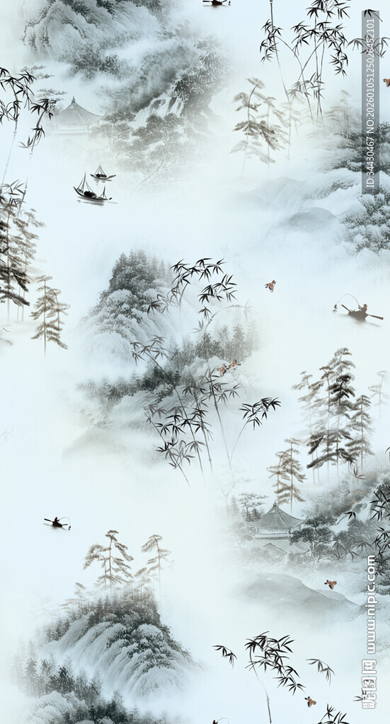 水墨山水风景图案