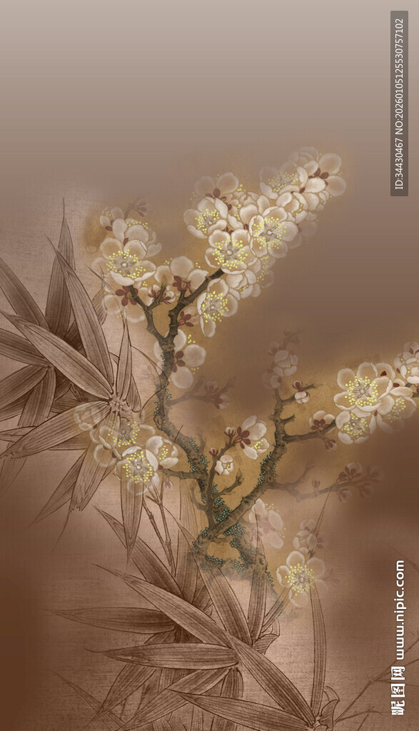 复古风花卉枝干特写