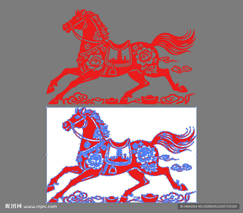 2026剪纸马奔跑的马