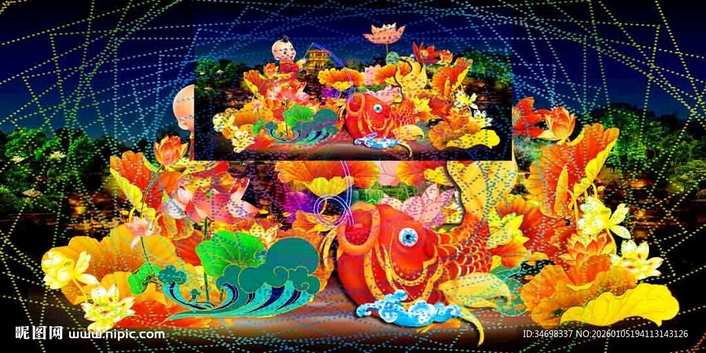 传统花灯彩灯效果图