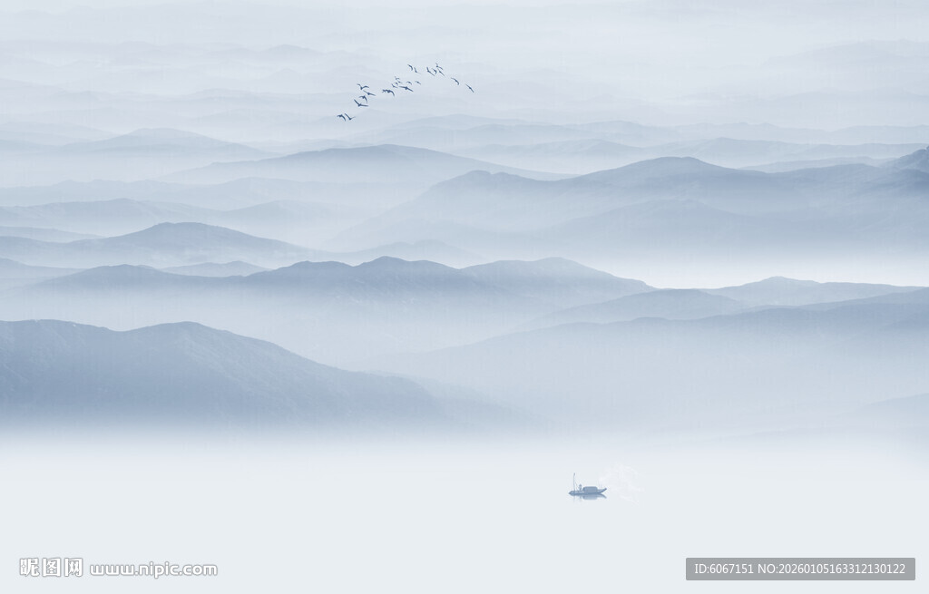 抽象水墨山水画背景墙