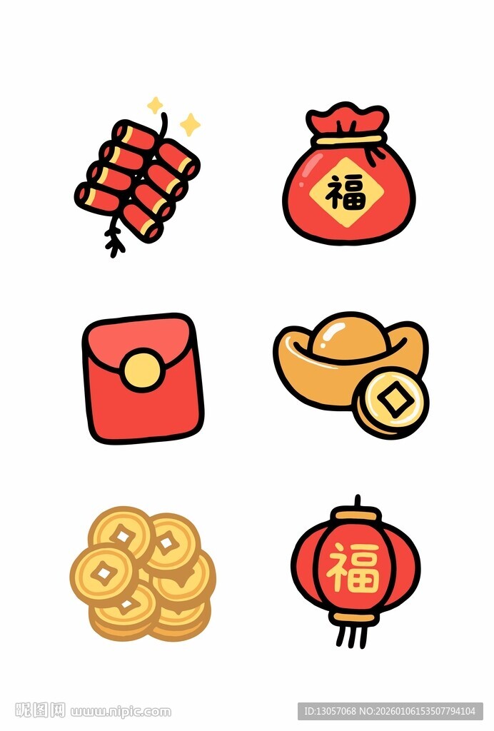 春节喜庆元素图标集合