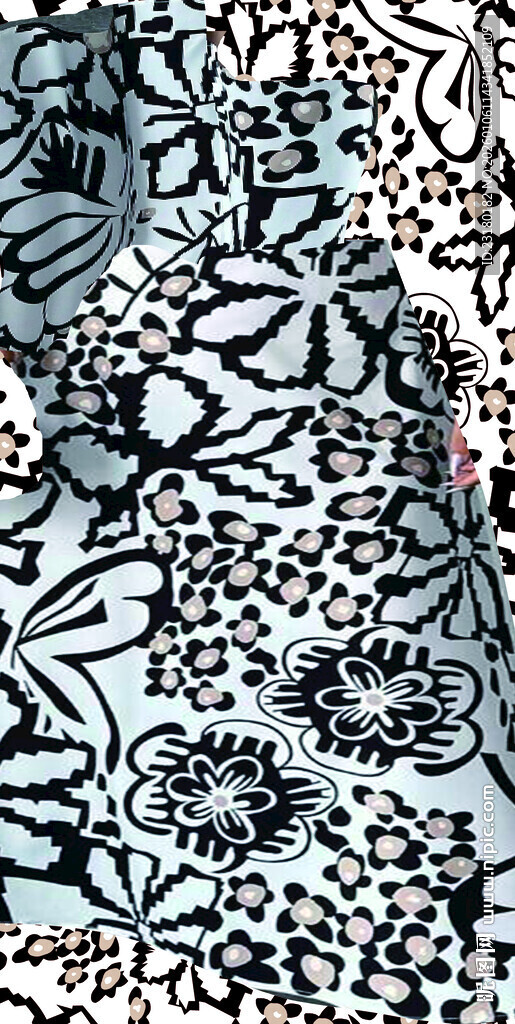 黑白花卉抽象图案纹理