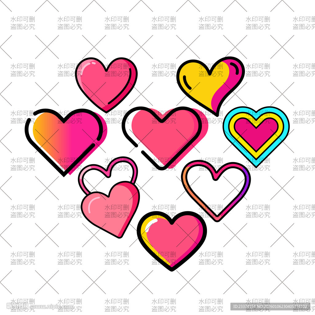 多彩爱心图案集合