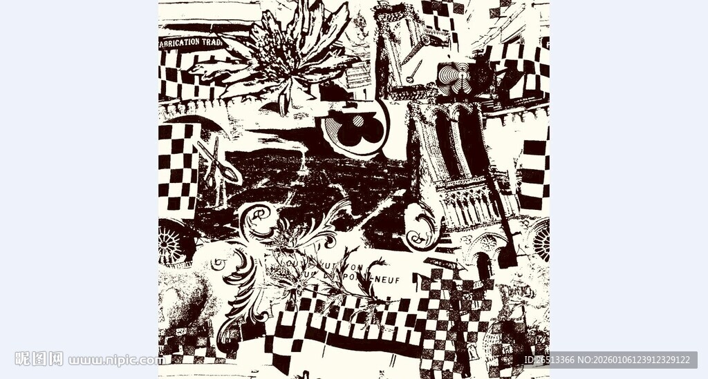 大牌黑白抽象图案