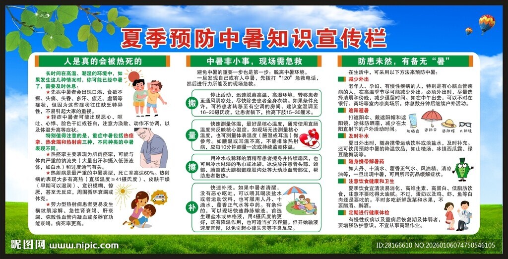 预防中暑知识宣传栏