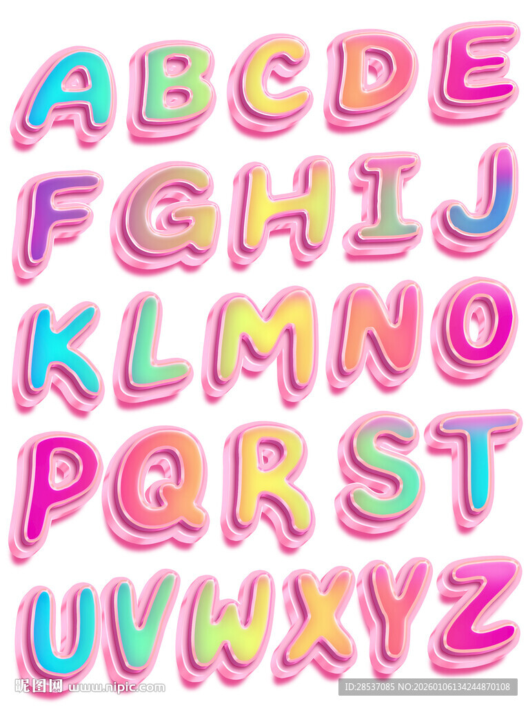 多巴胺立体卡通英文字母艺术字