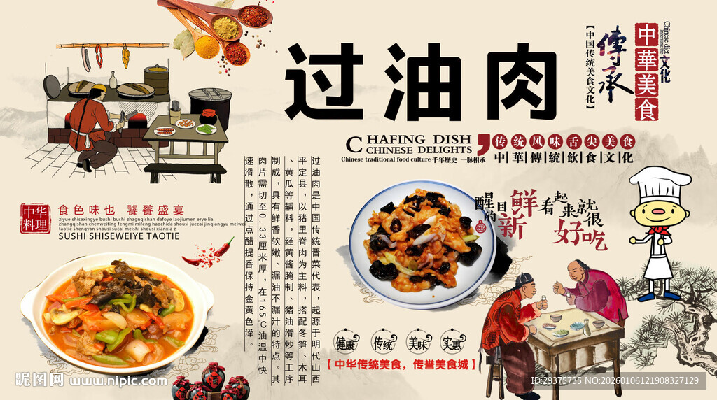 山西过油肉背景墙