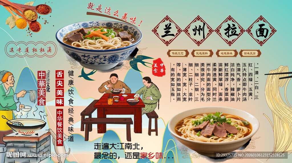 兰州拉面背景墙