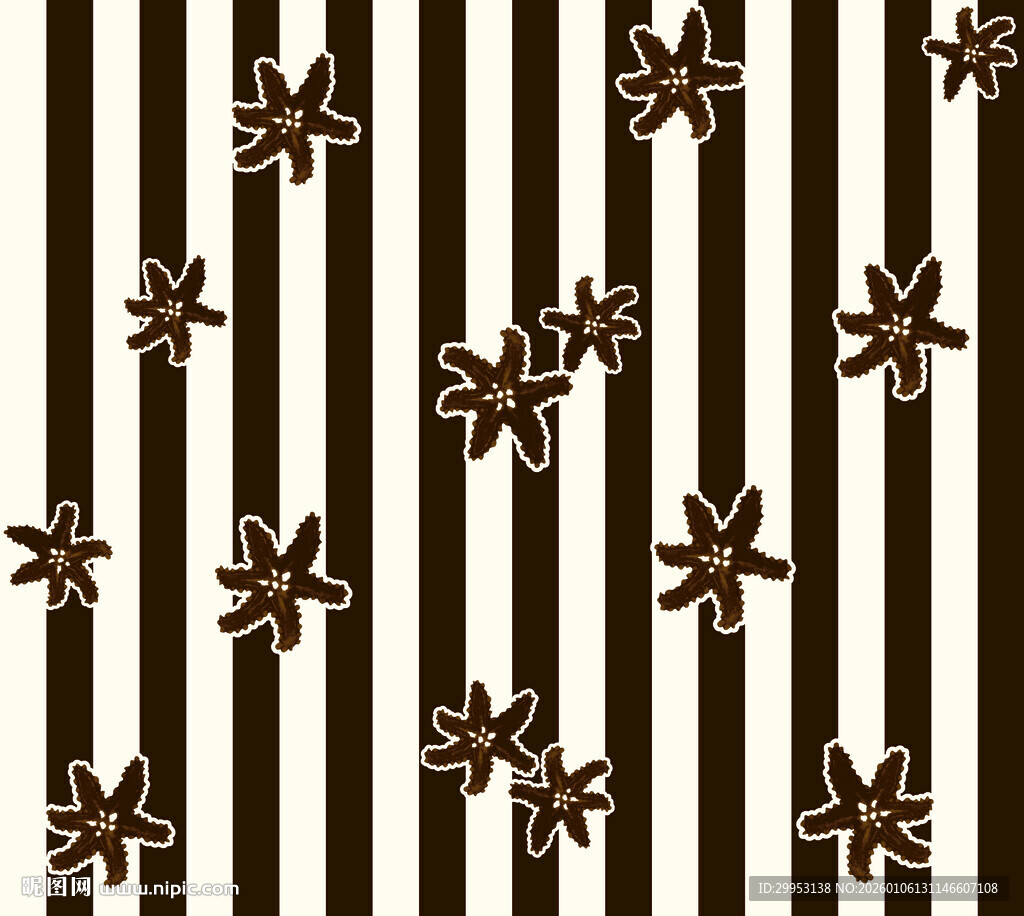 条纹背景上的花朵图案