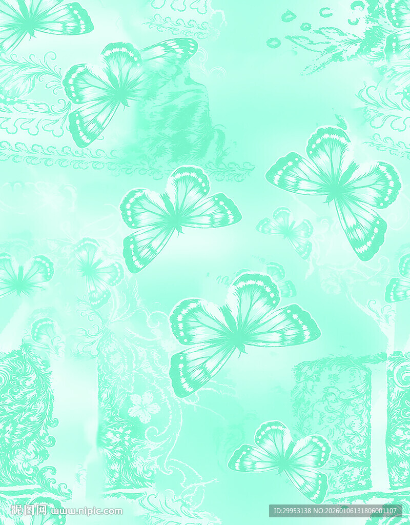 淡绿色蝴蝶图案背景