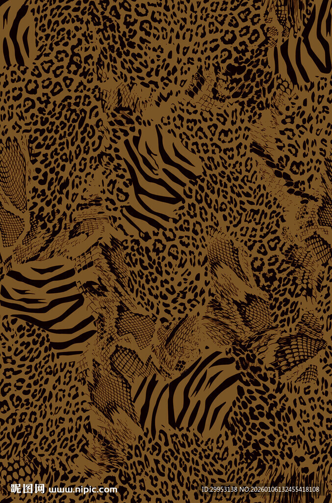 豹纹斑马纹混合动物纹理