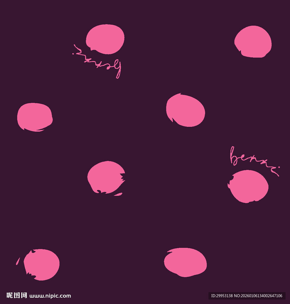 粉色圆点深紫背景图案