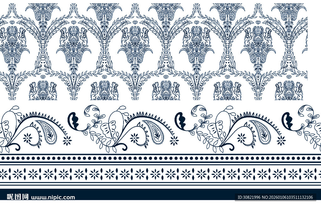 青花瓷复古花纹装饰图案设计