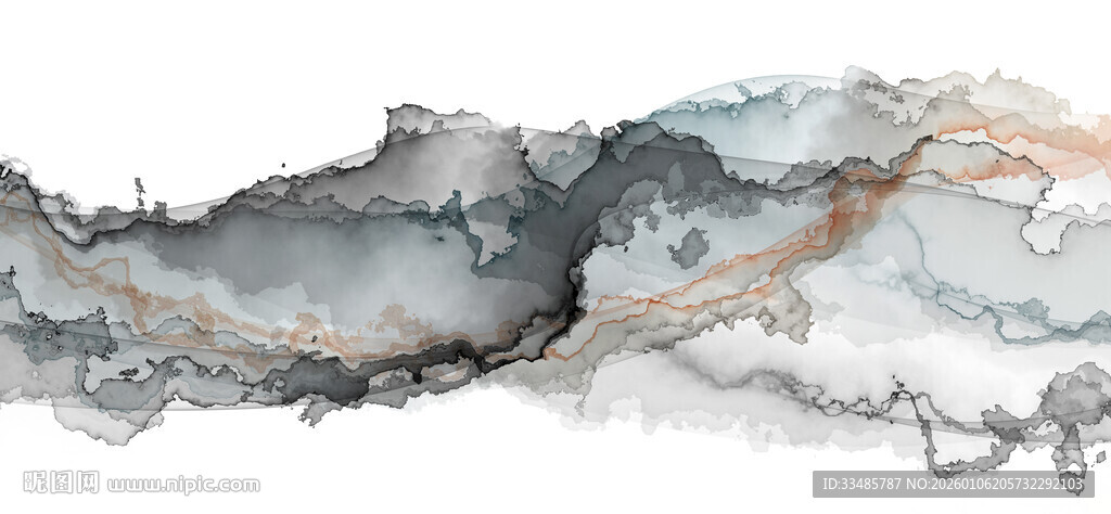 水墨云丝抽象线条画