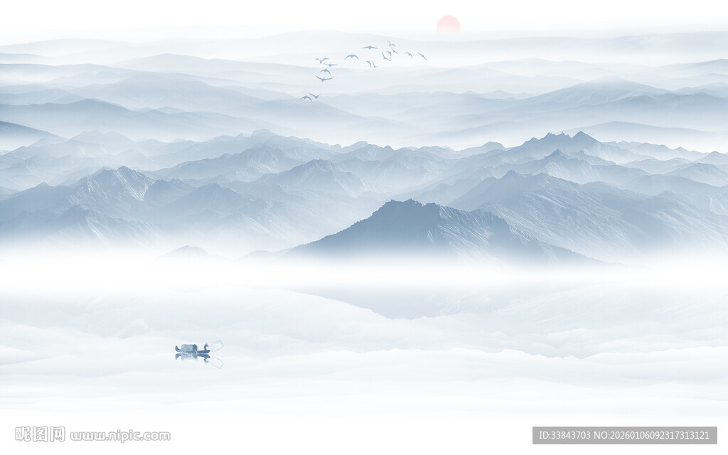 禅意水墨山水画