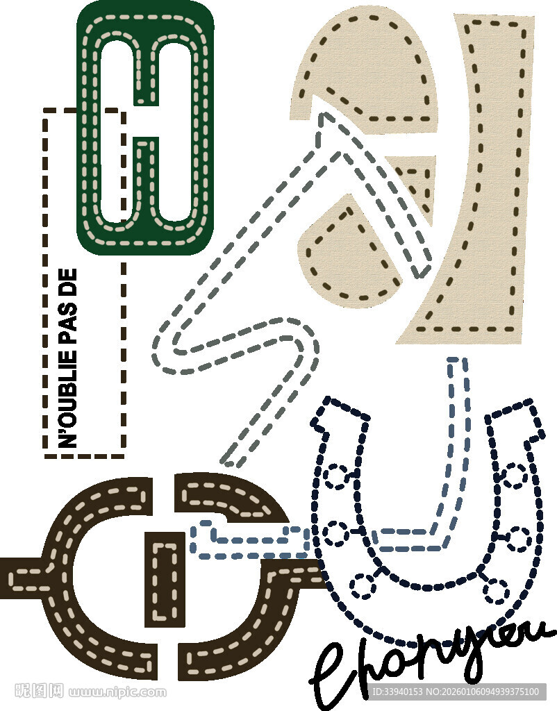 复古风格字母图案设计元素