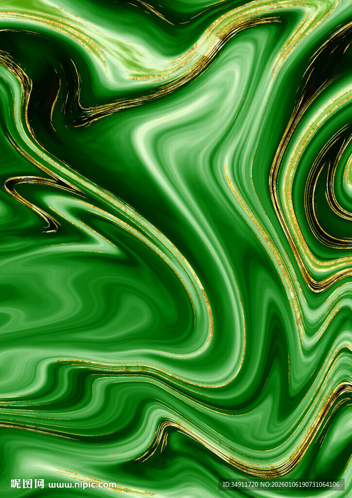绿色流动纹理抽象艺术图案