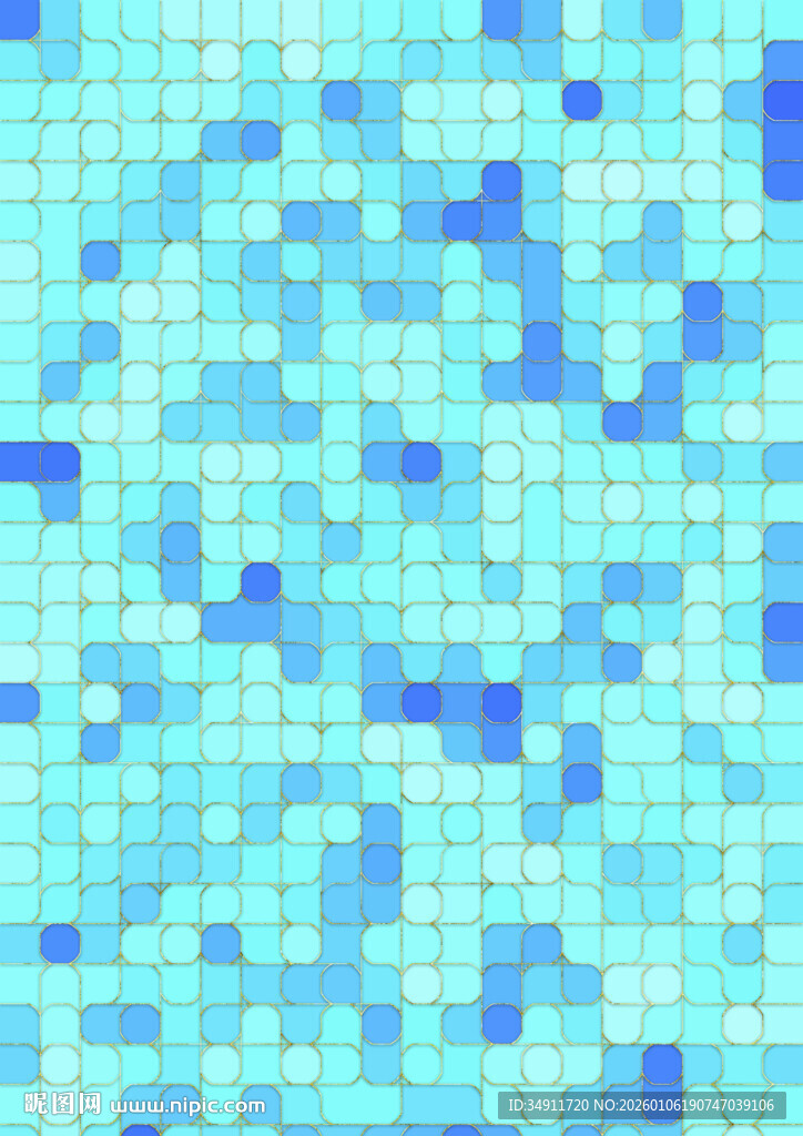 蓝绿色像素马赛克背景