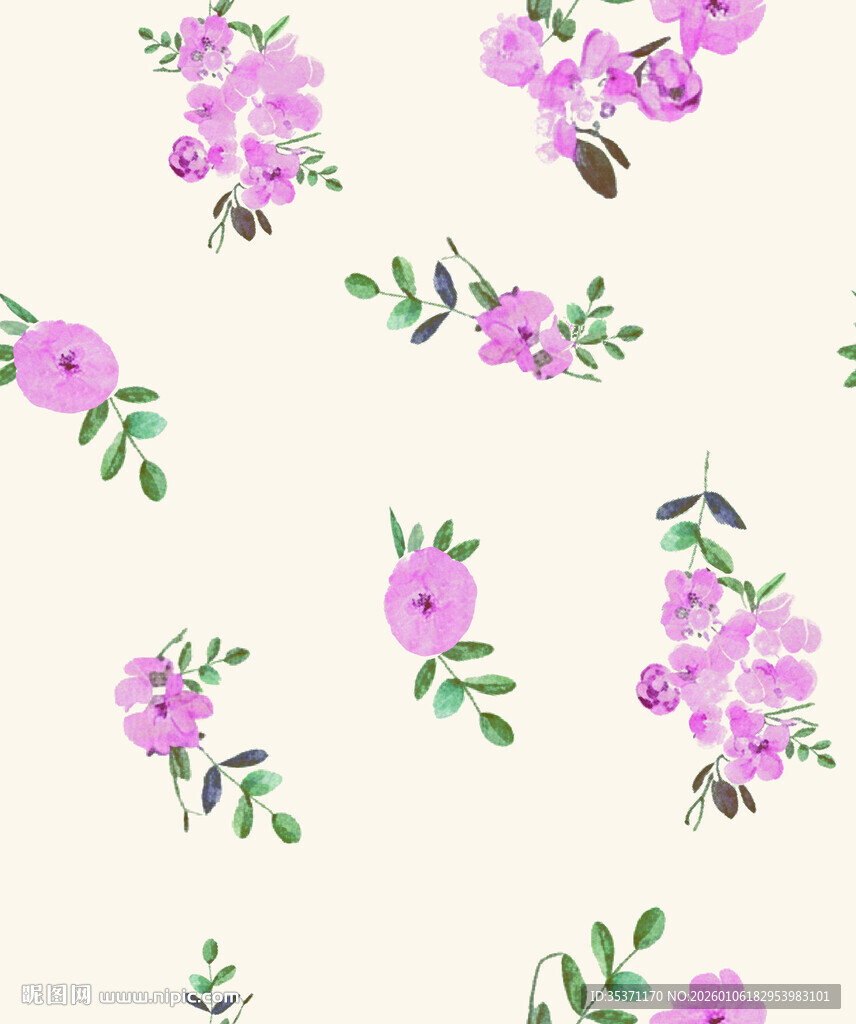 淡粉色花卉无缝图案背景