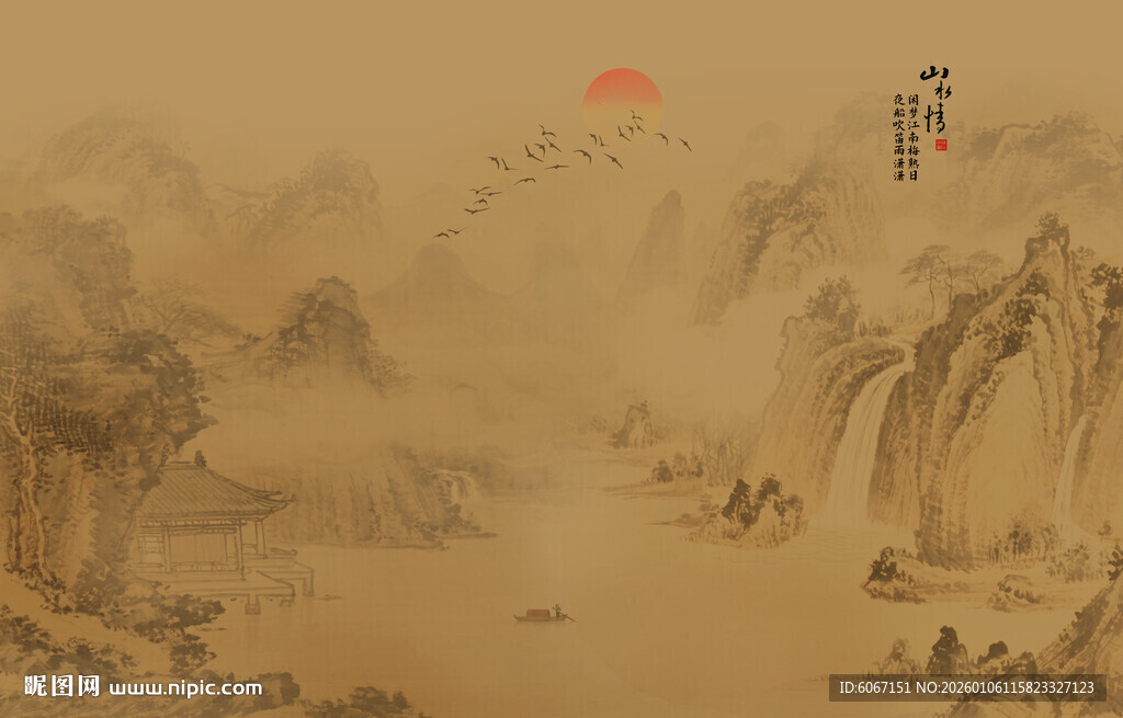 古风背景山水画