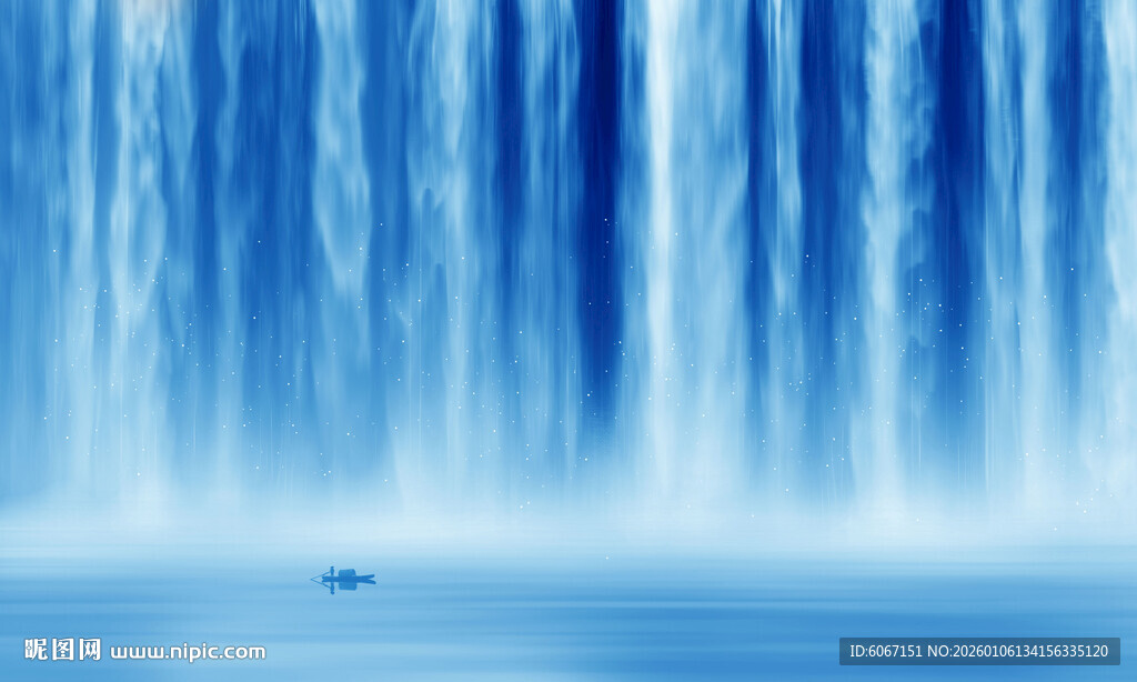 高山流水瀑布山水图