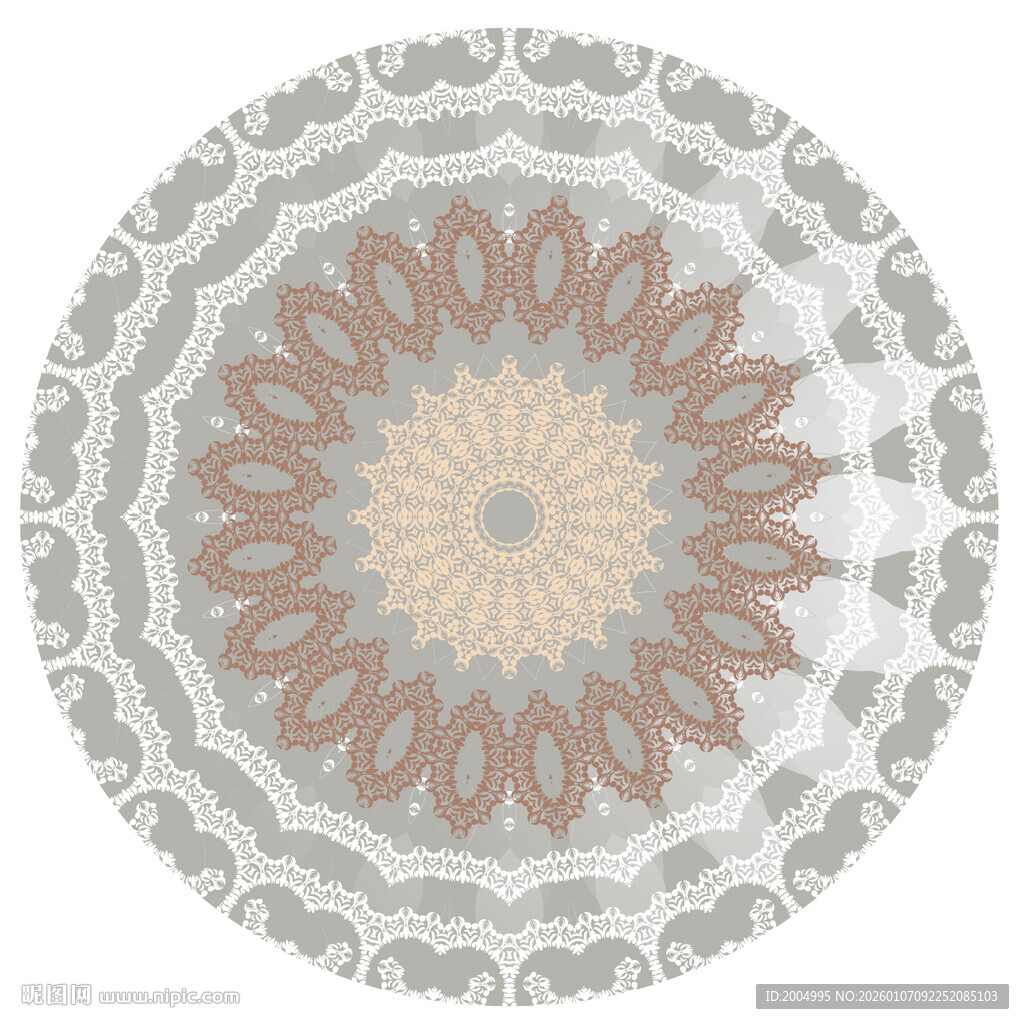 圆形复古花纹装饰图案