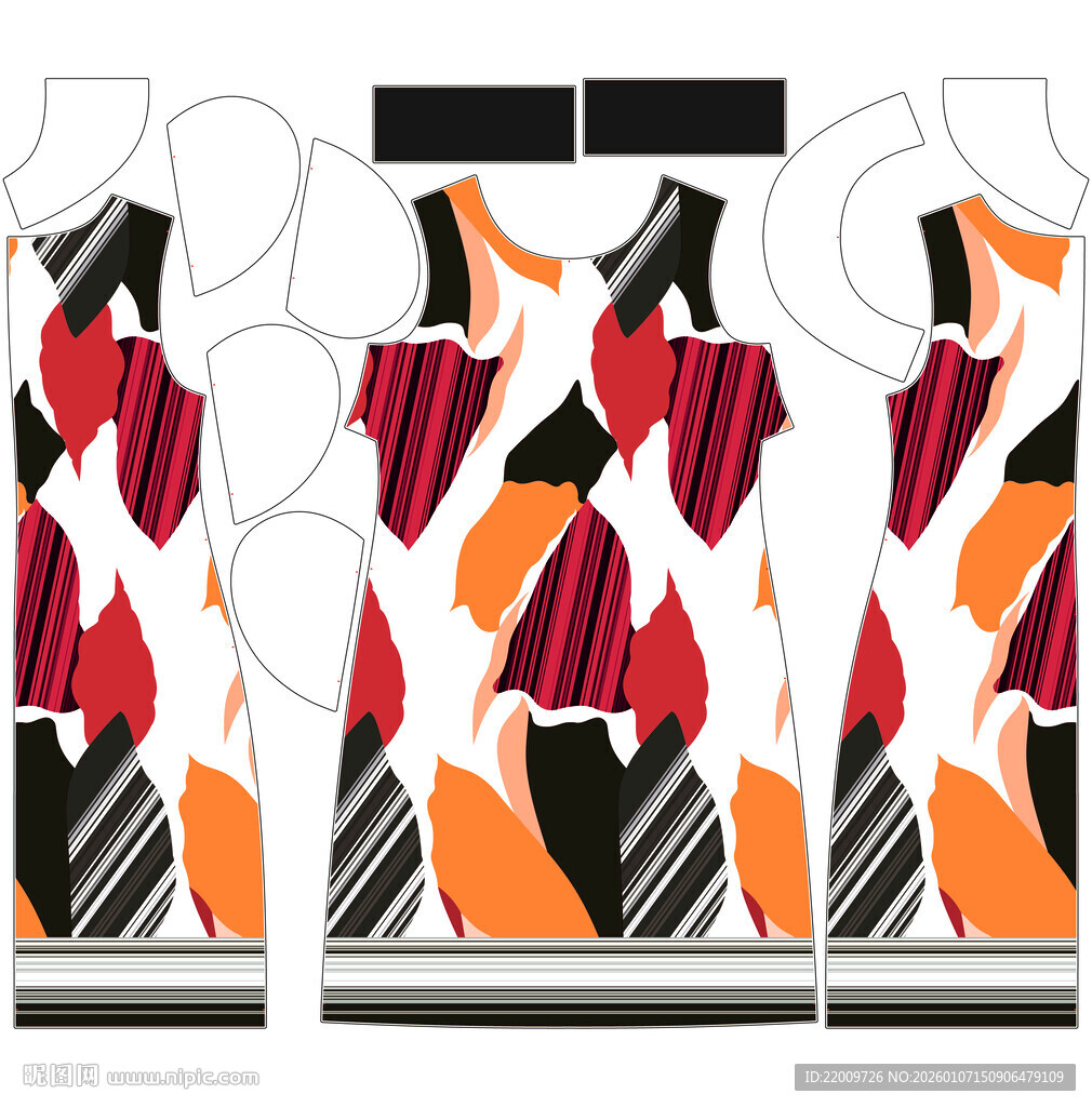 几何图案时尚女士服装设计图