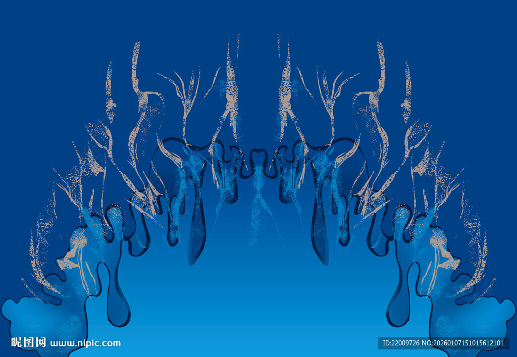 蓝色渐变滴落液体特效