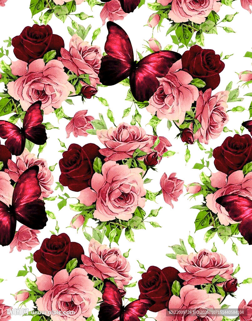 花卉蝴蝶精美图案