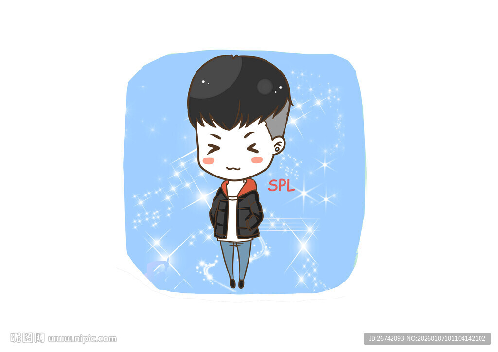 卡通男孩冬日装扮形象Q版