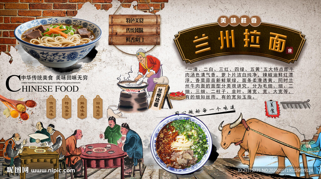 兰州拉面背景墙