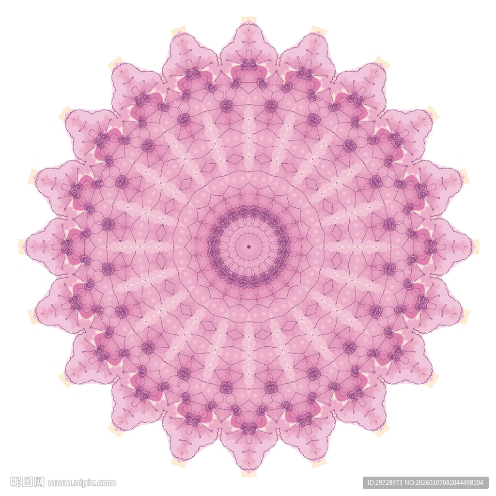 圆形粉红色花纹图案