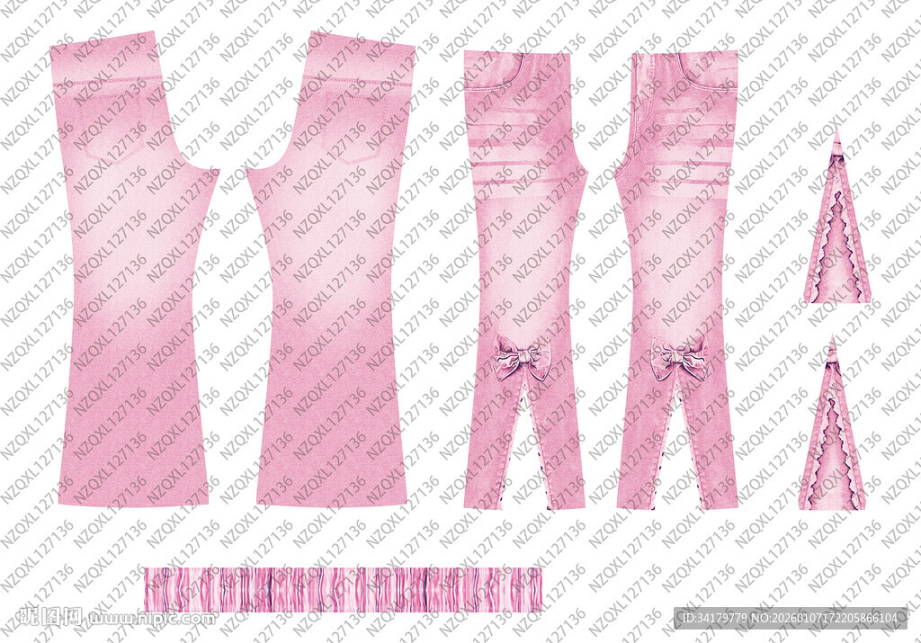 粉色条纹服装纸样设计